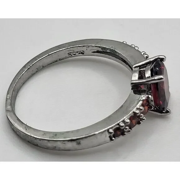 925 Red Garnet Silver Ring Size 10.5 - Picture 3 of 5